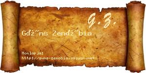 Güns Zenóbia névjegykártya